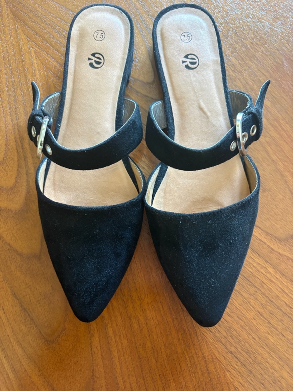Women's Black Suede Pointed Toe Mule - Size 7.5